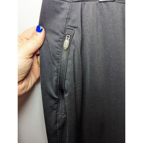 Asics CALI PERFORMANCE PANT Black White largeElastic Waist Athletic Pants - Picture 2 of 16